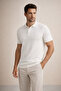 Men's Knitwear Polo Collar Short Sleeve Vertical Patterned Slim Fit T-Shirt Ecru - 4
