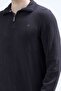 Men's Stand Collar Half Zipper Embroidered Sweatshirt Anthracite - 26K 6137 - 2