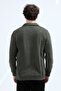Men's Stand Collar Half Zipper Embroidered Sweatshirt Khaki - 26K 6137 - 6