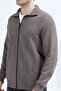 Men's Stand Collar Zippered Double Pocket Sweatshirt Stone - 26K 6136 - 2