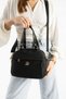 Women's Black Buzzy Leather Multi-Compartment Column Strap Hand and Shoulder Use Zippered Daily Crossbody Bag - 2