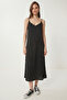 Strappy Patterned Satin Surface Dress Lgx0005 Black