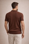 Men's Knitwear Polo Collar Short Sleeve Vertical Patterned Slim Fit T-Shirt Brown - 5
