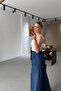 Navy Blue Tensel Denim Trousers with Elastic Waist - 4