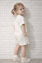 Girl's Polka Dot Bow Detailed Shorts Set Ecru Summer Top and Bottom Set - 3