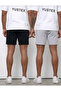 2-Pack Men's (Black-Grey) Basic Summer Shorts Set - Comfortable Fit Above the Knee, 2-Pack Economical Package - 2