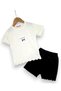 Dar Kalip! Girl's Summer Denim Shorts with Heart Print, Stylish 2-Piece Top and Bottom Set for Ages 3-4-5-6-7-8-9-10 - 2