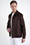 Men's Comfort Fit Suede Look Brown Coat with Side Pockets Mt 180 - 4