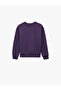 Stone Detailed Long Sleeve Crew Neck Ribbed Cotton Sweatshirt - 2