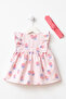 Baby Girl Dress Summer Strawberry Patterned Bow Detailed Bandana Light Pink - 6