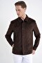 Men's Comfort Fit Suede Look Brown Coat with Side Pockets Mt 180 - 7