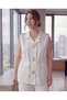 Women's Large Size Stone Detailed Vest with Waist Tie Detail, Ecru