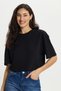 Women's slim fit 100% cotton short sleeve crew neck black crop t-shirt - 7