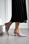 Lilac Suede Stone Embellished Pearl Buckle Adjustable Strap 5 cm Thin Heeled Women's Shoes - 4