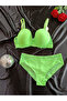 Freya Neon Lace Detailed Non-Padded Women's Bra and Thin Elastic Comfortable Panties Set - Neon Green - 2