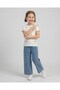 Girl's Summer Bow Embroidered 5-6-7-8-9-10 Year Old Wide Leg Jeans with Pants Stylish 2-Piece Set for Holidays