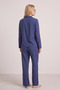 Navy Blue Ribbon/Bow Embroidery Detailed Viscose Woven Pajama Set - 5