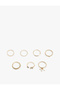 7-Piece Ring Set with Stone and Pearl Detailing