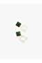 Stone Detailed Dangle Geometric Earrings - 3