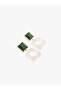 Stone Detailed Dangle Geometric Earrings - 2