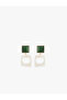 Stone Detailed Dangle Geometric Earrings