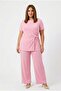 Women's Plus Size Short Sleeve Side Knotted Tracksuit Set 8257-26