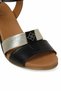 Women's Black & Silver Detailed Wedge Heeled Sandals - 2
