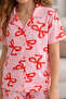 Girls' Front Buttoned Turn-Down Collar Short Sleeve Long Pants Patterned Pajama Set - 3