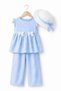 Girl's Gingham Suit with Hat, Summer Set of 3 Pieces - 3
