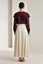 Cream Waist Detailed Comfortable Cut Skirt - 4