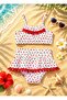 Girl's Cherry Patterned Bikini Set – Swimsuit Top and Bottom Set with Ruffled Skirt - 3