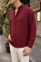 Napas Men's Oversize Linen Look Burgundy Shirt