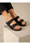 Women's Black Double Buckle Orthopedic Sole Comfortable Daily Slippers - 5