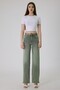 Women's Snow Wash Wide Leg Jean Pants – High Waist Comfort Fit Denim (Green)