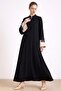 Ferace with Garni and Embroidery Detail on the Sleeves Black 6852