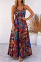 New Season Women's Strappy V-Neck Patterned Long Single Jersey Summer Dress - 2