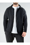 Black Men's Plush Cardigan Cock0063