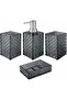 4-Piece Bohemian Plaid Bathroom Accessories Set, Plastic Dispenser and Holder