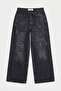 Women's Dark Smoked 10S6-1 Super Baggy Belted and Ripped Detailed Special Design Denim Jeans - 4