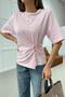 Padded Front Gathered Detail Tshirt Powder - 6