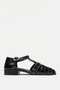 Women's Ankle Strap Sandals Real Leather Zy 4168 Black
