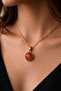 Women's Orange Agate Stone Antique Patterned Copper Necklace Elegant Natural Stone Necklace - 2