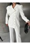 Turn-Down Collar Gold Buttoned Blazer Jacket and Trousers Two-Piece Set - 3