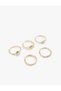 Stone Detailed Textured 5-Piece Ring Set - 3