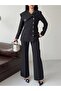 Turn-Down Collar Gold Buttoned Blazer Jacket and Trousers Two-Piece Set - 2
