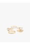 Stone Detailed Textured 5-Piece Ring Set - 2