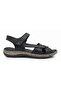 Black 100% Leather Women's Sandals • Ultra Soft Sole • Comfortable Orthopedic Summer Casual Stylish Sandals - 2