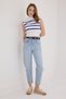 Women's Vintage Blue Washed Slouchy Jean Pants – High Waist Comfort Fit Light Blue Denim - 2