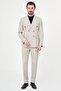 Striped Slim Fit Wide Collar Double Breasted Men's Suit Stone - 45460.26Y - 3