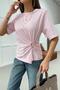 Padded Front Gathered Detail Tshirt Powder - 4